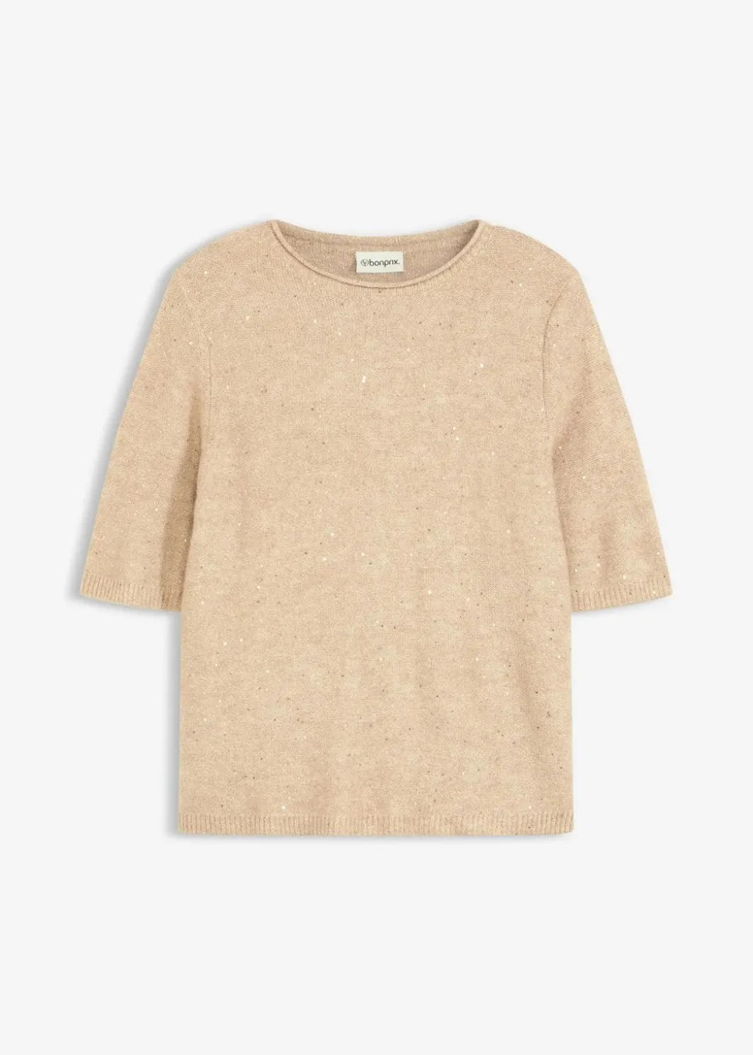 Hot Halbarmpullover mit Pailletten und Glanzgarn Damen Strickmode|Pullover & Strickjacken