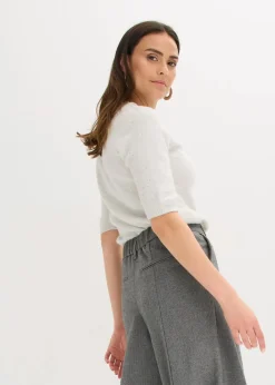 Outlet Halbarmpullover mit Pailletten und Glanzgarn Damen Strickmode|Pullover & Strickjacken