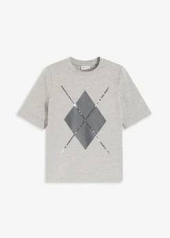 Sale Halbarmshirt mit Pailetten und Druck Damen Shirts & Tops