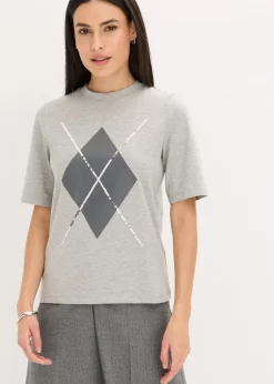 Sale Halbarmshirt mit Pailetten und Druck Damen Shirts & Tops
