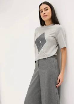 Sale Halbarmshirt mit Pailetten und Druck Damen Shirts & Tops