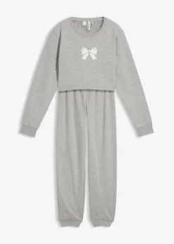 Kinder bonprix Mädchen·Nachtwäsche|Hausanzug mit weicher Baumwolle und einem Sweatshirt in kurzer Passform