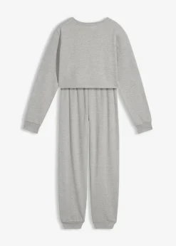 Kinder bonprix Mädchen·Nachtwäsche|Hausanzug mit weicher Baumwolle und einem Sweatshirt in kurzer Passform