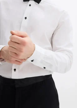 Herren bonprix Große Größen|Anzüge & Sakkos|Hemd und Fliege (2-tlg.Set) aus reiner Bio-Baumwolle, Regular Fit