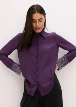 New Hemdbluse mit Glitzersteinchen Damen Bekleidung·Jacken & Mäntel|Blusen & Tuniken