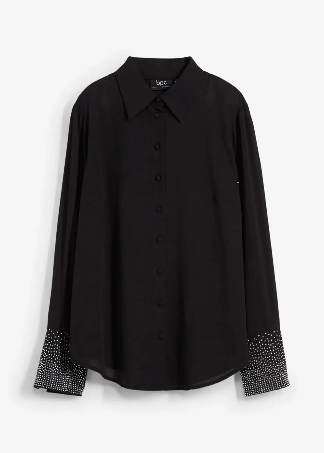 Damen bonprix Blusen & Tuniken|Bekleidung·Jacken & Mäntel|Hemdbluse mit Glitzersteinchen