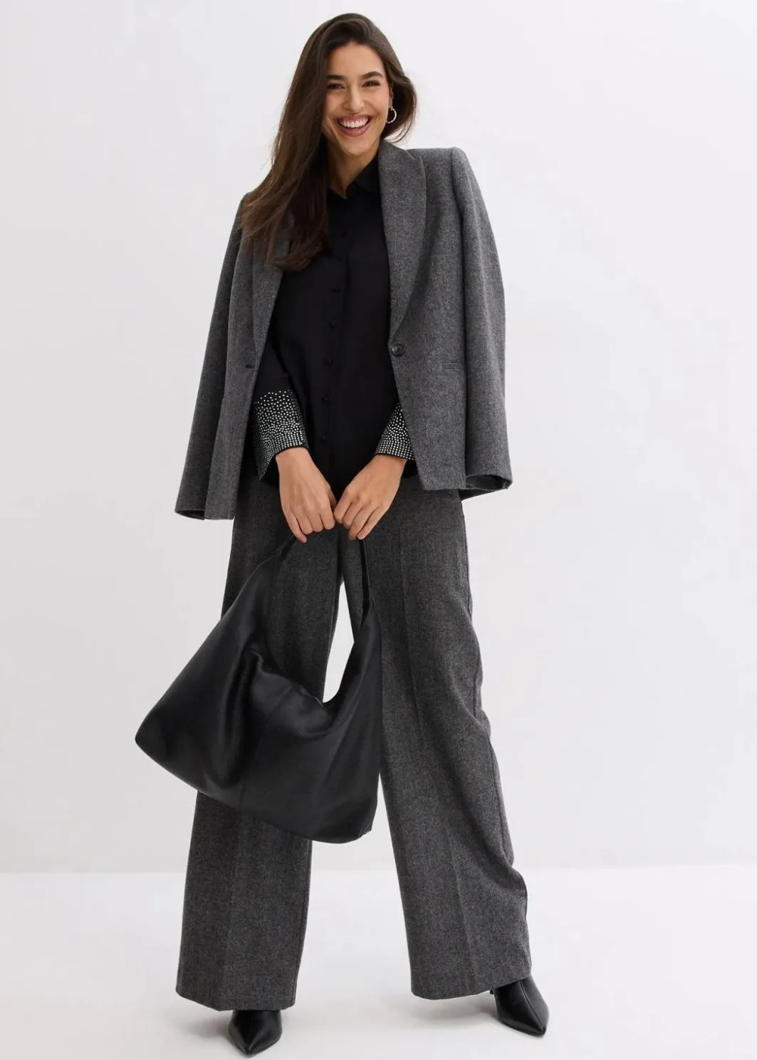 Damen bonprix Blusen & Tuniken|Bekleidung·Jacken & Mäntel|Hemdbluse mit Glitzersteinchen