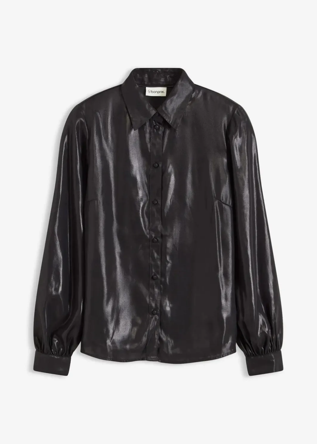 Online Hemdbluse aus glänzendem Satin Damen Bekleidung·Jacken & Mäntel|Blusen & Tuniken