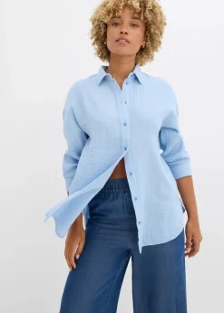 Outlet Hemdbluse aus Musselin Damen Blusen & Tuniken