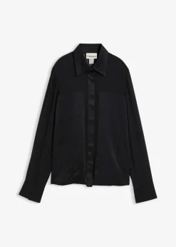 Clearance Hemdbluse mit Satineinsatz Damen Blusen & Tuniken|Bekleidung·Jacken & Mäntel