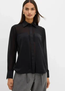 Clearance Hemdbluse mit Satineinsatz Damen Blusen & Tuniken|Bekleidung·Jacken & Mäntel