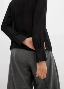 Clearance Hemdbluse mit Satineinsatz Damen Blusen & Tuniken|Bekleidung·Jacken & Mäntel