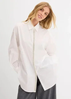 Discount Hemdbluse mit Strass-Applikation Damen Blusen & Tuniken