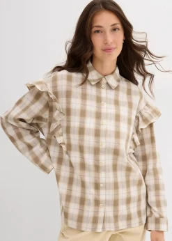 Damen bonprix Bekleidung·Jacken & Mäntel|Blusen & Tuniken|Hemdbluse mit Volants