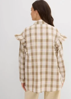 Damen bonprix Bekleidung·Jacken & Mäntel|Blusen & Tuniken|Hemdbluse mit Volants