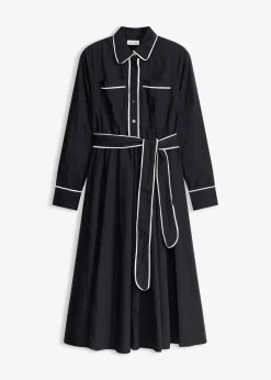 Hemdblusenkleid aus Baumwoll-Popeline mit bügelfreier Ausrüstung Damen Bekleidung·Pullover & Strickjacken|Kleider