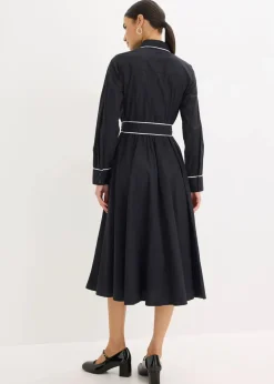 Hemdblusenkleid aus Baumwoll-Popeline mit bügelfreier Ausrüstung Damen Bekleidung·Pullover & Strickjacken|Kleider