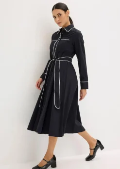 Hemdblusenkleid aus Baumwoll-Popeline mit bügelfreier Ausrüstung Damen Bekleidung·Pullover & Strickjacken|Kleider