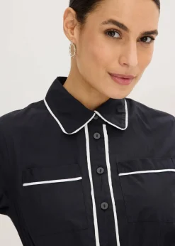Hemdblusenkleid aus Baumwoll-Popeline mit bügelfreier Ausrüstung Damen Bekleidung·Pullover & Strickjacken|Kleider