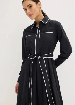 Hemdblusenkleid aus Baumwoll-Popeline mit bügelfreier Ausrüstung Damen Bekleidung·Pullover & Strickjacken|Kleider