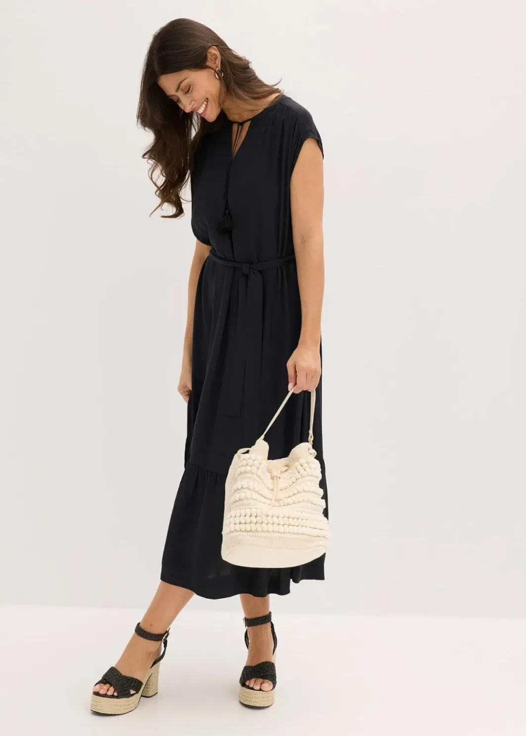 Clearance Hemdblusenkleid aus fließender Viscose Damen Bekleidung·Pullover & Strickjacken|Kleider