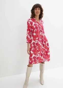 Damen bonprix Bekleidung·Pullover & Strickjacken|Kleider|Hemdblusenkleid aus fließender Viskose