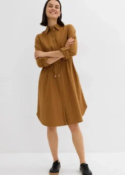 Sale Hemdblusenkleid aus Leinen-Baumwoll-Mix Damen Kleider|Bekleidung·Pullover & Strickjacken