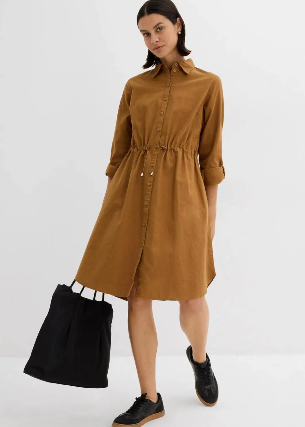 Sale Hemdblusenkleid aus Leinen-Baumwoll-Mix Damen Kleider|Bekleidung·Pullover & Strickjacken