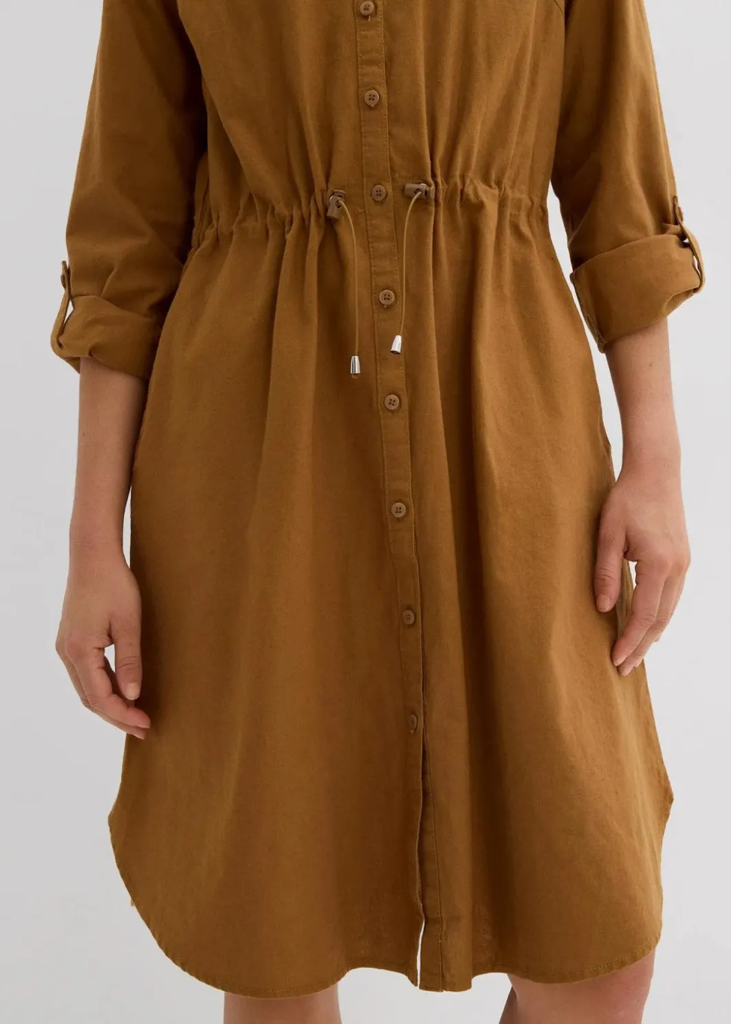 Sale Hemdblusenkleid aus Leinen-Baumwoll-Mix Damen Kleider|Bekleidung·Pullover & Strickjacken