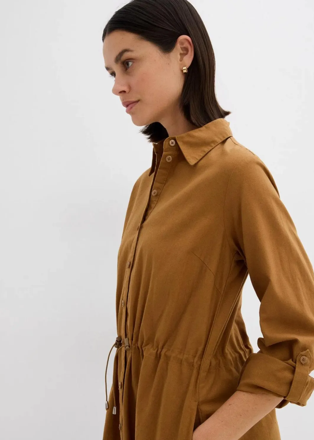 Sale Hemdblusenkleid aus Leinen-Baumwoll-Mix Damen Kleider|Bekleidung·Pullover & Strickjacken