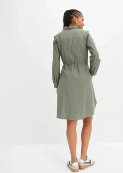 Online Hemdblusenkleid aus Leinen-Baumwoll-Mix Damen Bekleidung·Pullover & Strickjacken|Kleider