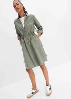 Online Hemdblusenkleid aus Leinen-Baumwoll-Mix Damen Bekleidung·Pullover & Strickjacken|Kleider