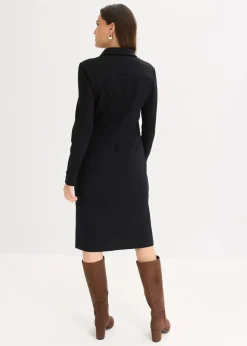 Hemdblusenkleid aus Punto di Roma Damen Kleider|Bekleidung·Pullover & Strickjacken