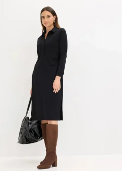Hemdblusenkleid aus Punto di Roma Damen Kleider|Bekleidung·Pullover & Strickjacken