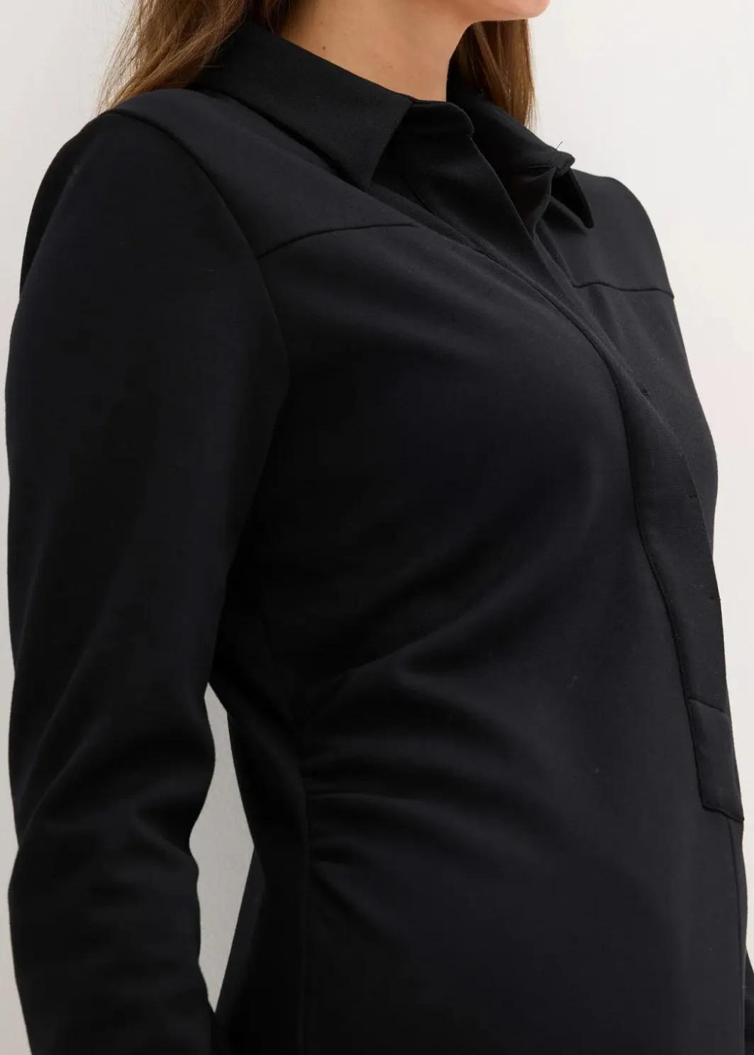 Hemdblusenkleid aus Punto di Roma Damen Kleider|Bekleidung·Pullover & Strickjacken