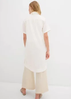 Damen bonprix Kleider|Bekleidung·Pullover & Strickjacken|Hemdblusenkleid aus reiner Baumwolle