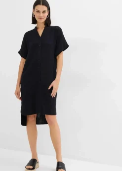 Damen bonprix Bekleidung·Pullover & Strickjacken|Kleider|Hemdblusenkleid aus reiner Baumwolle