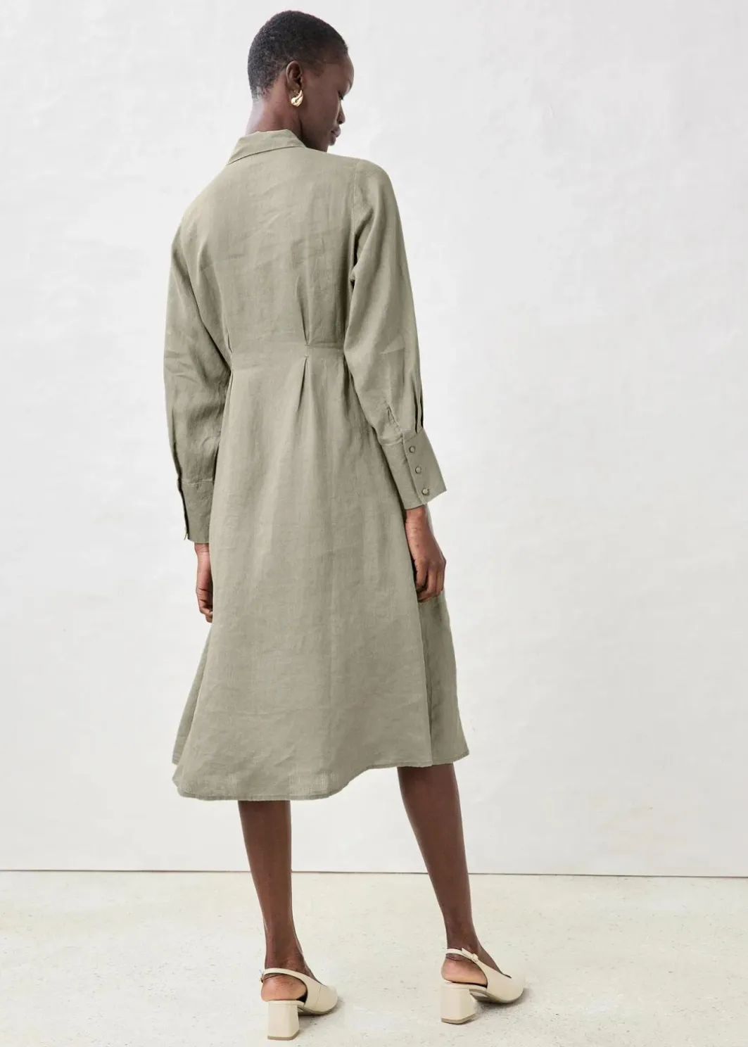 Damen bonprix Bekleidung·Pullover & Strickjacken|Kleider|Hemdblusenkleid aus reinem Leinen