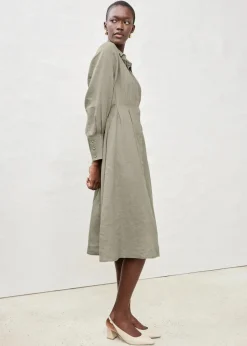 Damen bonprix Bekleidung·Pullover & Strickjacken|Kleider|Hemdblusenkleid aus reinem Leinen