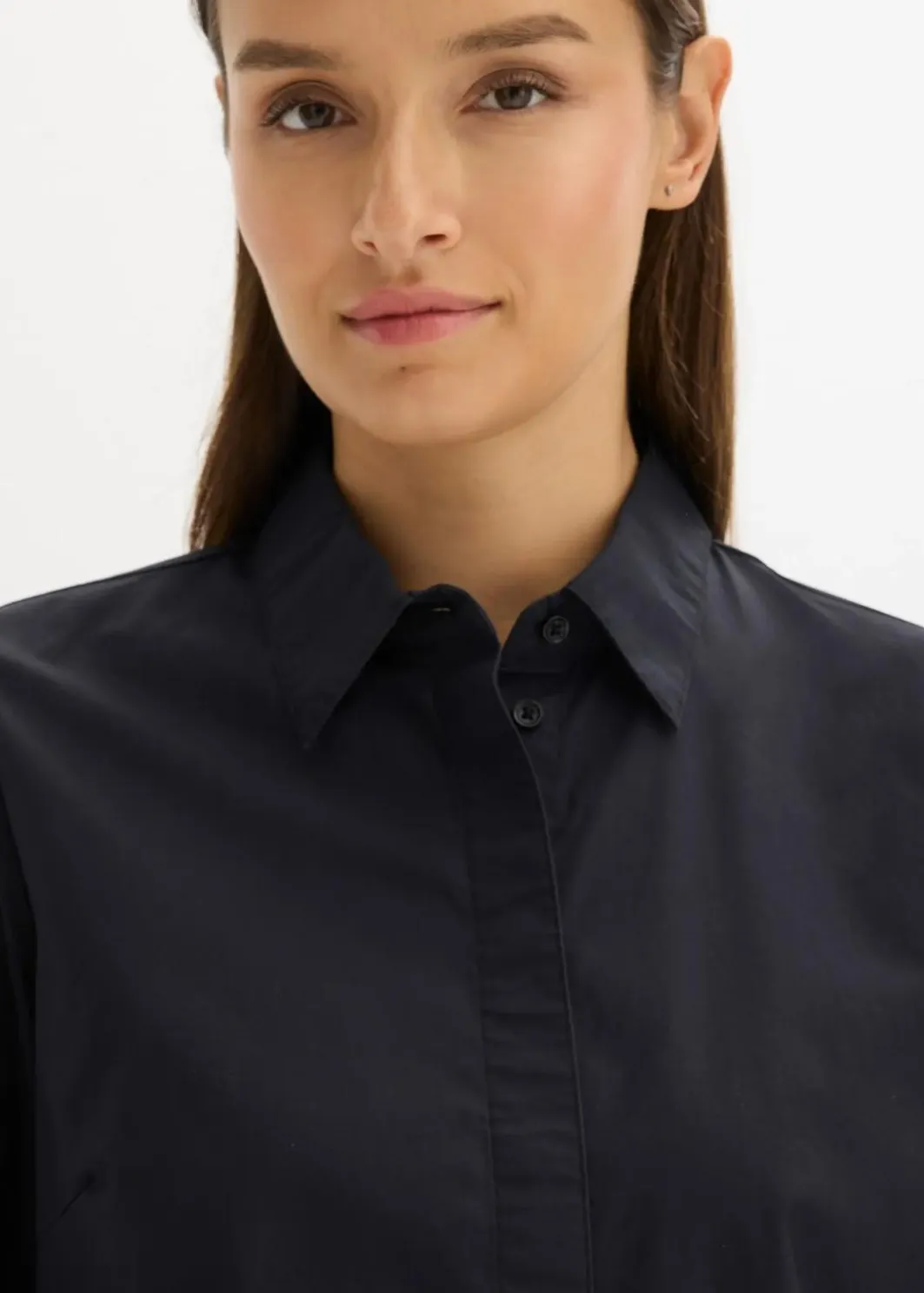 Damen bonprix Bekleidung·Pullover & Strickjacken|Nachhaltigere Materialien|Hemdblusenkleid aus reiner Baumwolle