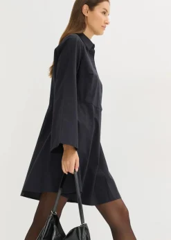 Damen bonprix Bekleidung·Pullover & Strickjacken|Nachhaltigere Materialien|Hemdblusenkleid aus reiner Baumwolle