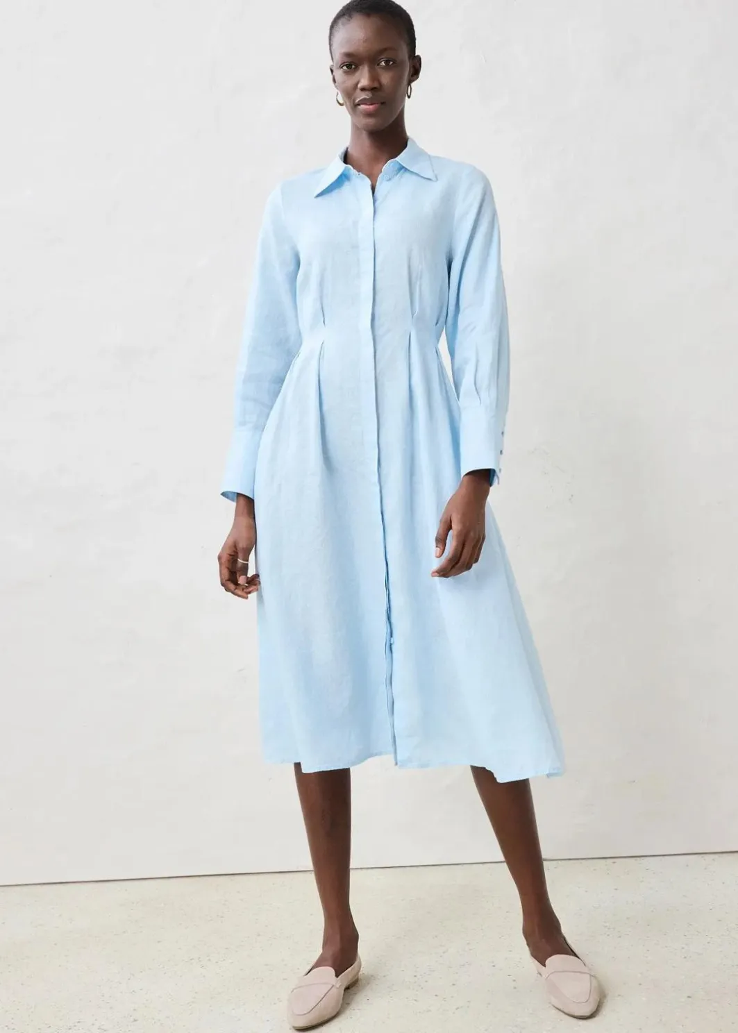 Damen bonprix Bekleidung·Pullover & Strickjacken|Kleider|Hemdblusenkleid aus reinem Leinen