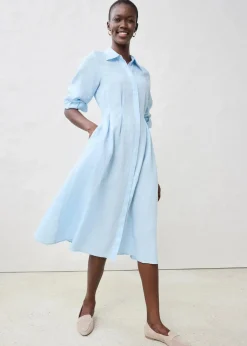 Damen bonprix Bekleidung·Pullover & Strickjacken|Kleider|Hemdblusenkleid aus reinem Leinen