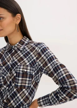 Sale Hemdblusenkleid aus softem Flanell Damen Kleider