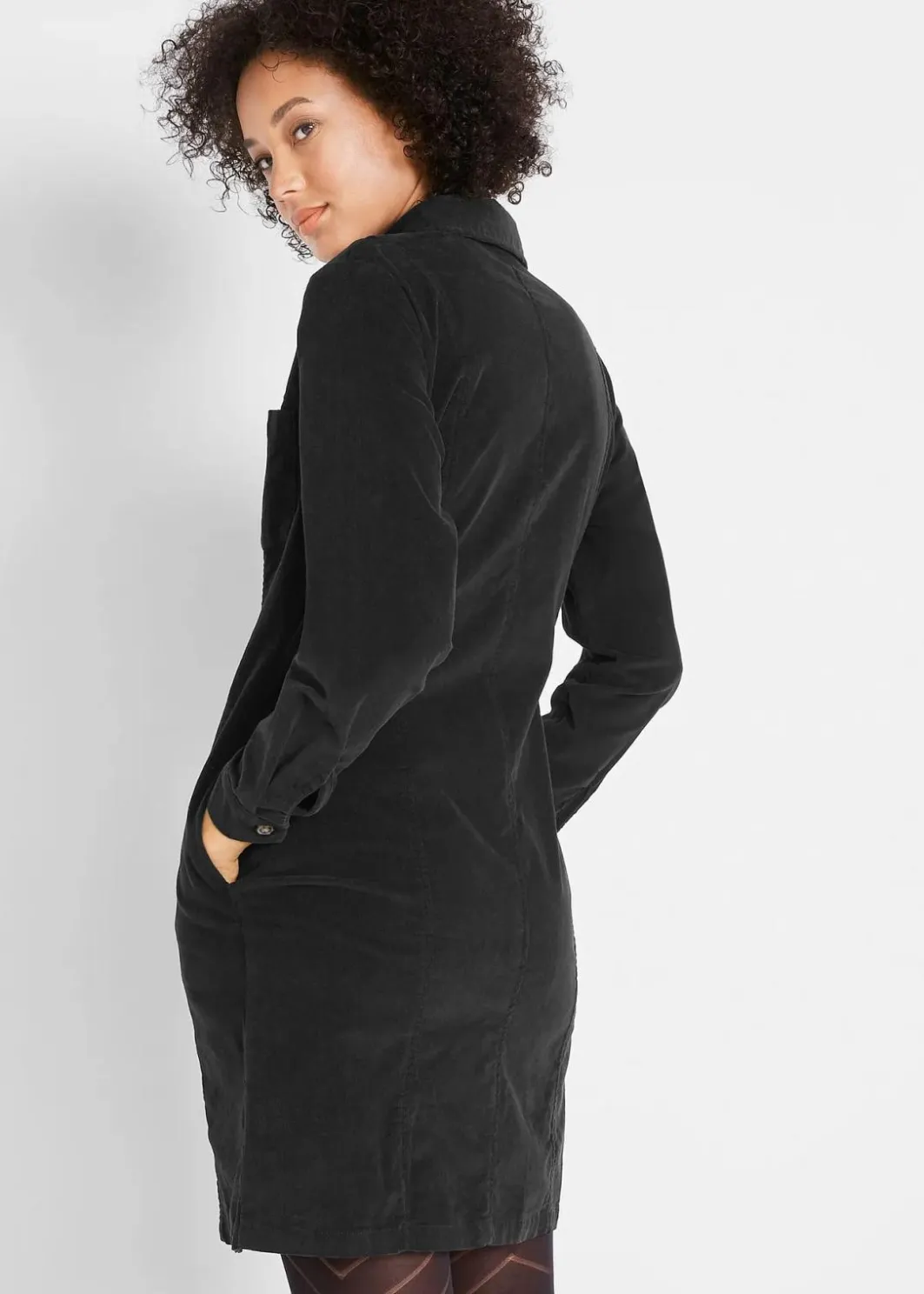 Outlet Hemdblusenkleid Cord, Stretch Damen Bekleidung·Pullover & Strickjacken|Kleider