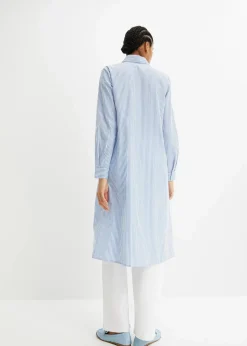 Damen bonprix Kleider|Bekleidung·Pullover & Strickjacken|Hemdblusenkleid gestreift