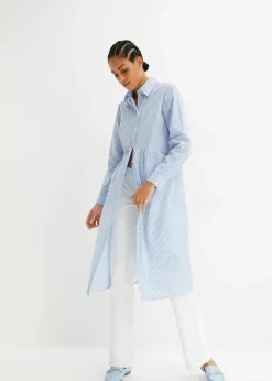 Damen bonprix Kleider|Bekleidung·Pullover & Strickjacken|Hemdblusenkleid gestreift