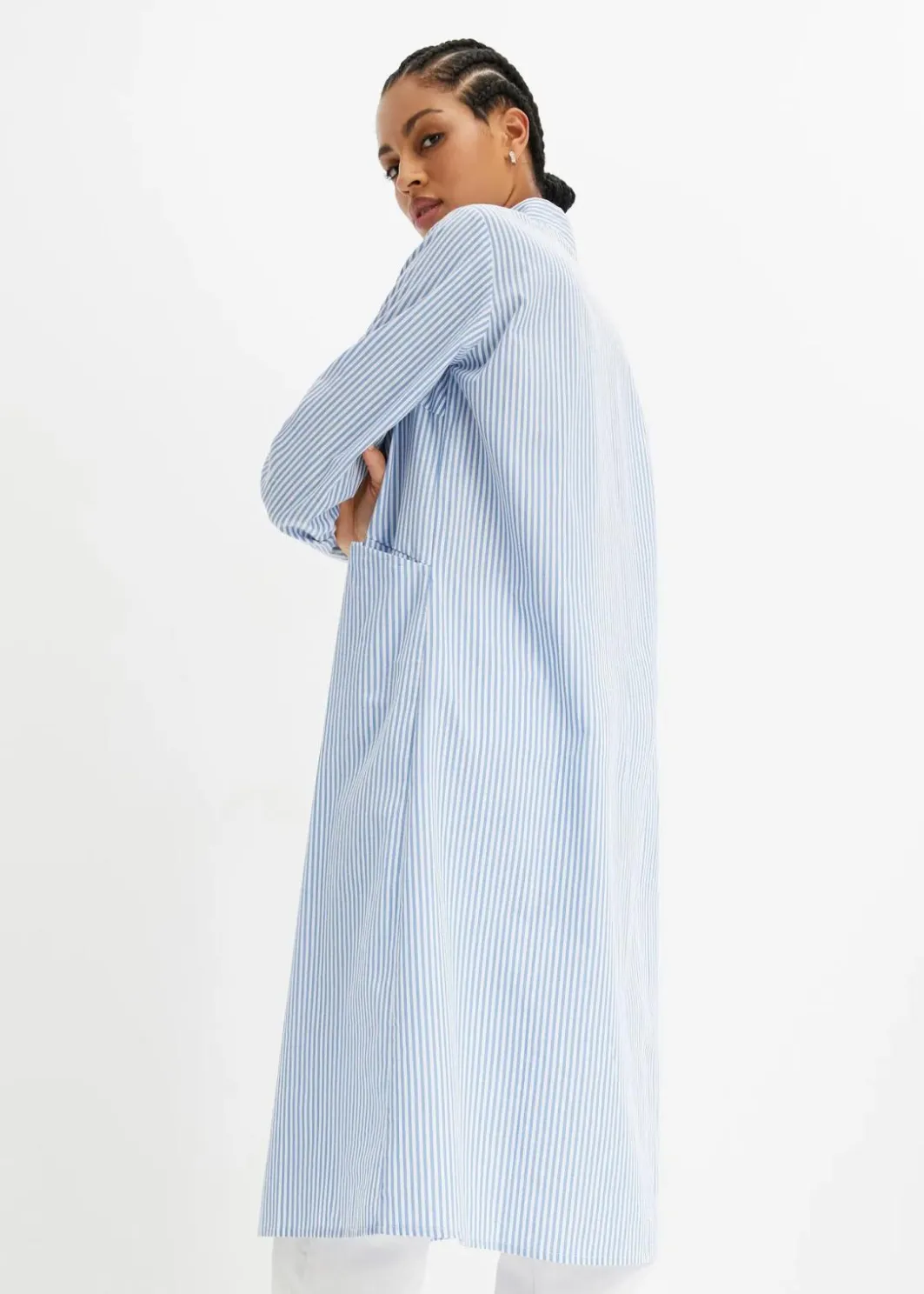 Damen bonprix Kleider|Bekleidung·Pullover & Strickjacken|Hemdblusenkleid gestreift