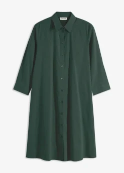 Damen bonprix Kleider|Bekleidung·Pullover & Strickjacken|Hemdblusenkleid mit Baumwolle