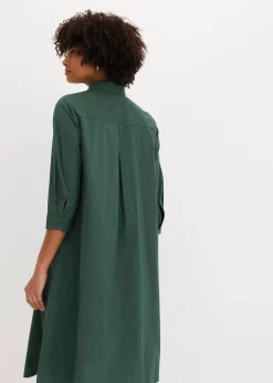 Damen bonprix Kleider|Bekleidung·Pullover & Strickjacken|Hemdblusenkleid mit Baumwolle